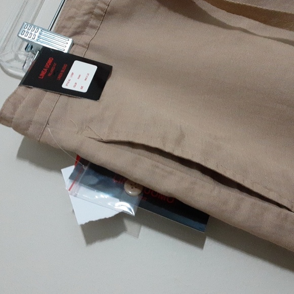 Linea Uomo Men's Tan Pants 40x32 Relaxed Waist Tie Beach Vacation Resort Linen - Picture 3 of 9